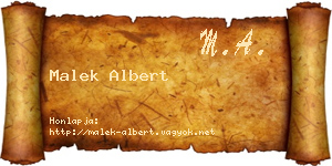 Malek Albert névjegykártya